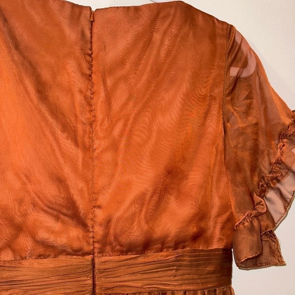 MAC DUGGAL Rust Ruffle Trim Midi Dress - Picture 14 of 14